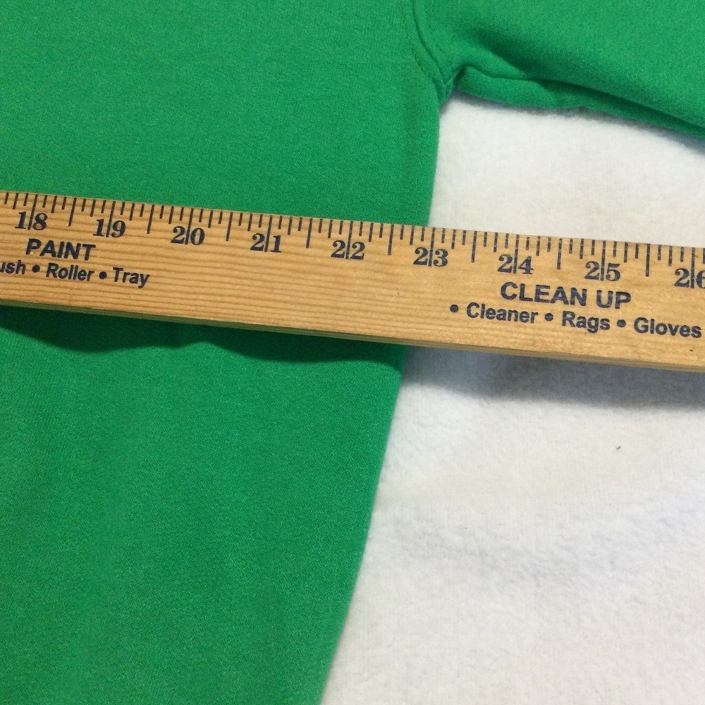 Vintage Jerzees Teddy Bear Crewneck Sweatshirt Green Fuzzy Applique 3D size L - Picture 3 of 7